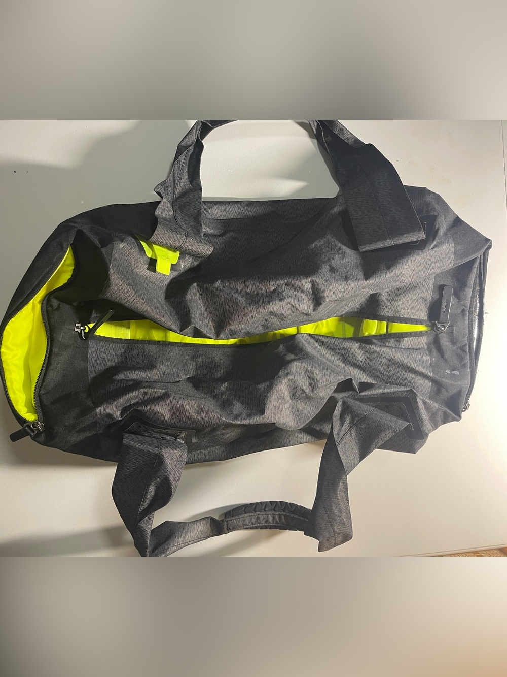 Nike Training Duffel Gym Bag Gray Heather Volt Neon Yellow